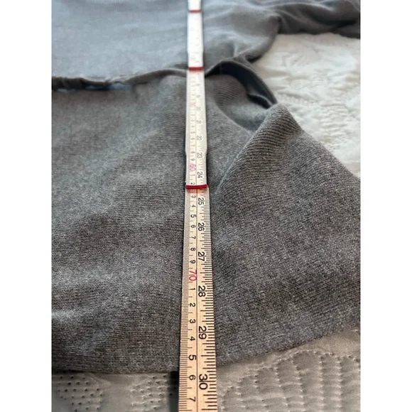 Cache Gray Draped Open Front Cardigan Sweater L Belted Faux Leather Shawl Collar - Picture 9 of 9